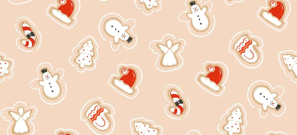 Hand drawn vector abstract fun Merry Christmas time cartoon illustration Illustrazione stock