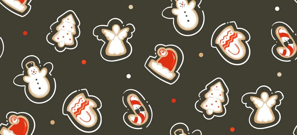 Hand drawn vector abstract fun Merry Christmas time cartoon illustration Illustrazione stock