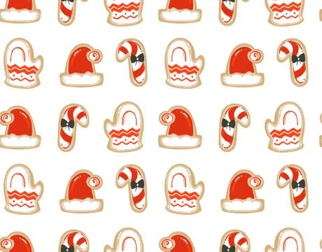 Hand drawn vector abstract fun Merry Christmas time cartoon illustrations Illustrazione stock