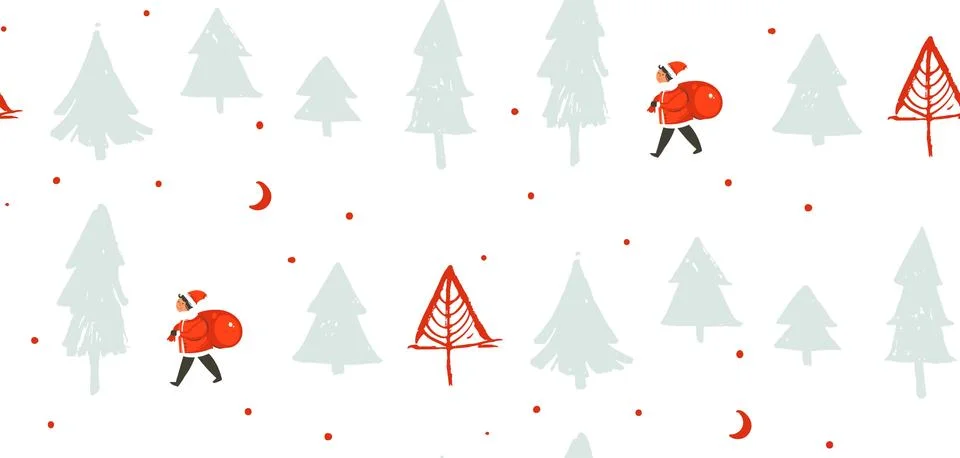 Hand drawn vector abstract fun Merry Christmas time cartoon illustration with Illustrazione stock