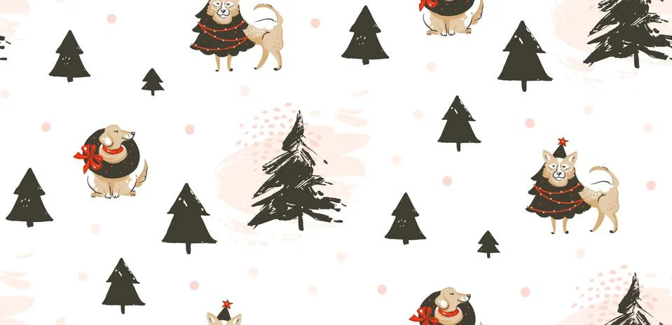 Hand drawn vector abstract fun Merry Christmas time cartoon illustration Stock Illustration