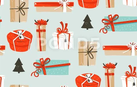 Hand drawn vector abstract fun Merry Christmas time cartoon illustrations Stock Illustration