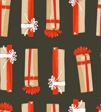 Hand drawn vector abstract fun Merry Christmas time cartoon illustrations Illustrazione stock