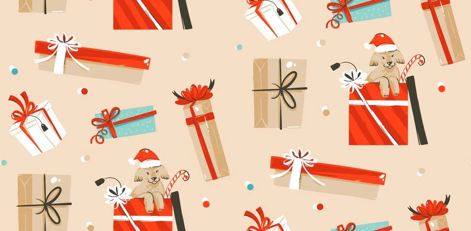 Hand drawn vector abstract fun Merry Christmas time cartoon illustrations Illustrazione stock