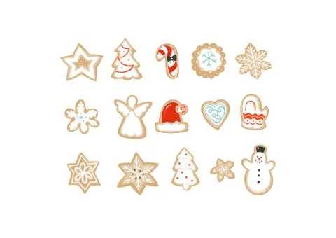 Hand drawn vector abstract fun Merry Christmas time cartoon illustrations Stock Illustration