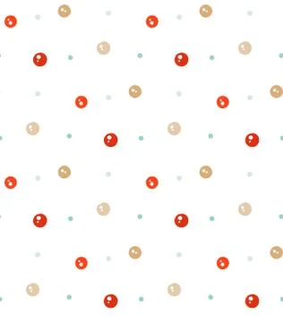 Hand drawn vector abstract fun Merry Christmas time simple polka dots seamless Stock Illustration