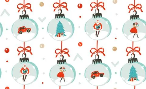 Hand drawn vector abstract fun Merry Christmas time cartoon illustration Illustrazione stock