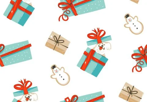 Hand drawn vector abstract fun Merry Christmas time cartoon illustration Illustrazione stock