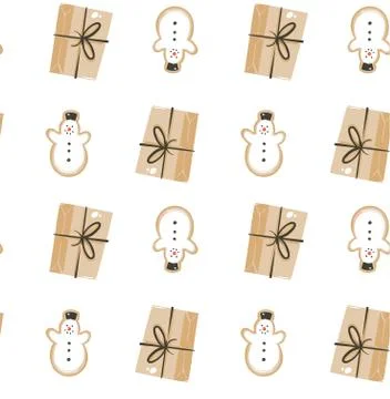 Hand drawn vector abstract fun Merry Christmas time cartoon seamless pattern Stock Illustration