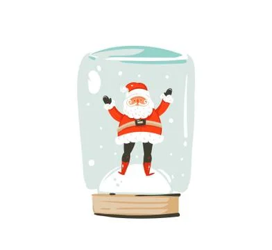 Hand drawn vector abstract fun Merry Christmas time cartoon card with cute Stock Illustration