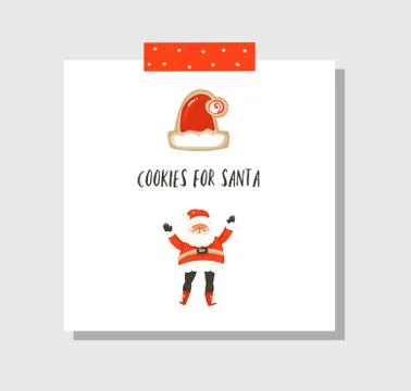 Hand drawn vector abstract fun Merry Christmas time cartoon card template with Stock Illustration