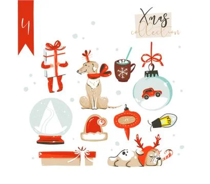 Hand drawn vector abstract fun cartoon classic Merry Christmas time Stockillustratie