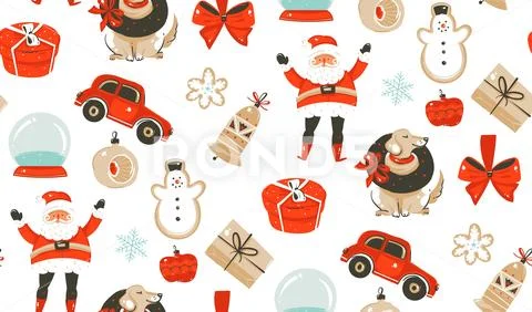 Hand drawn vector abstract fun cartoon classic Merry Christmas time Stock Illustration