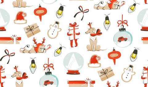 Hand drawn vector abstract fun cartoon classic Merry Christmas time Stock Illustration