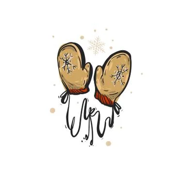 Hand drawn vector abstract fun Merry Christmas time cartoon doodle rustic Illustrazione stock