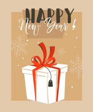 Hand drawn vector abstract fun Merry Christmas time cartoon illustration Stock Illustration