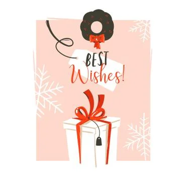 Hand drawn vector abstract fun Merry Christmas time cartoon retro vintage Stock Illustration