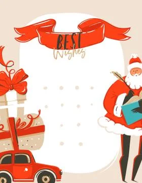 Hand drawn vector abstract fun Merry Christmas time cartoon illustration Stock Illustration