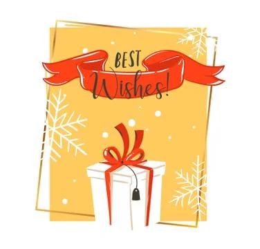 Hand drawn vector abstract fun Merry Christmas time cartoon retro vintage 库存插图
