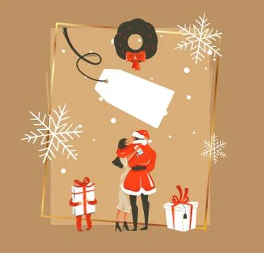 Hand drawn vector abstract fun Happy New Year time cartoon illustration with Stock Illustration