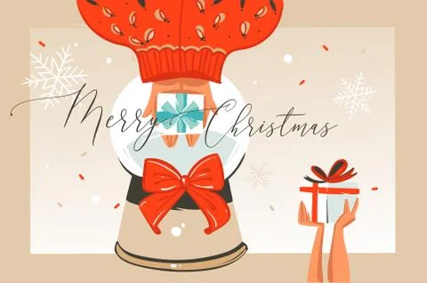 Hand drawn vector abstract fun Merry Christmas time cartoon illustration Stock Illustration