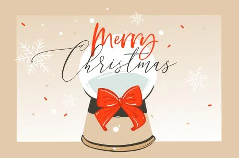 Hand drawn vector abstract fun Merry Christmas time cartoon illustration Stock Illustration