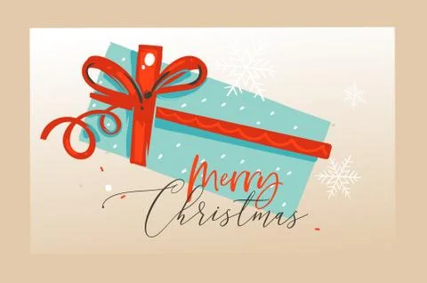 Hand drawn vector abstract fun Merry Christmas time cartoon illustrations Stock Illustration