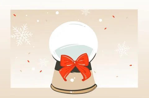Hand drawn vector abstract fun Merry Christmas time cartoon illustration Stock Illustration