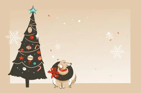 Hand drawn vector abstract fun Merry Christmas and Happy New Year time cartoon Stock Illustration