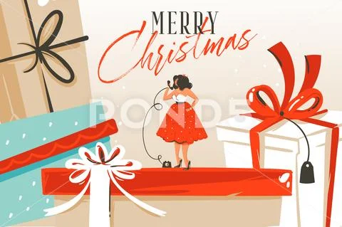 Hand drawn vector abstract fun Merry Christmas and Happy New Year time cartoon Stock Illustration