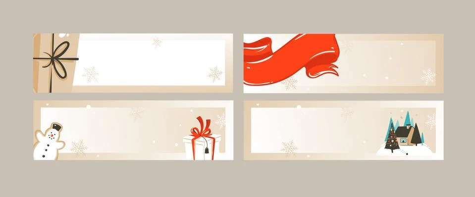 Hand drawn vector abstract fun Merry Christmas time cartoon illustrations Illustrazione stock