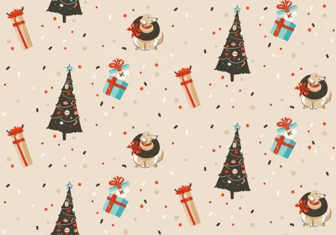 Hand drawn vector abstract fun Merry Christmas and Happy New Year time cartoon Illustrazione stock