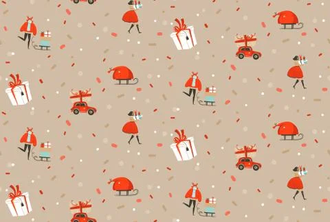Hand drawn vector abstract fun Merry Christmas and Happy New Year time cartoon Illustrazione stock