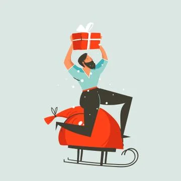 Hand drawn vector abstract fun Merry Christmas and Happy New Year time cartoon Stock Illustration