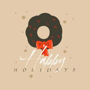Hand drawn vector abstract fun Merry Christmas and Happy New Year time cartoon Stock Illustration