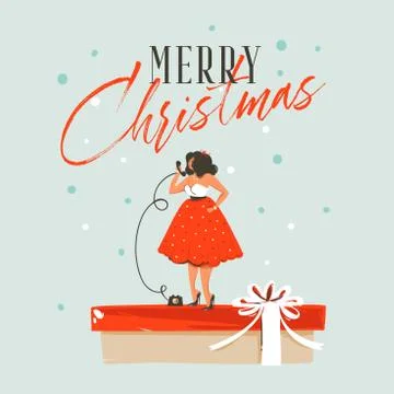 Hand drawn vector abstract fun Merry Christmas and Happy New Year time cartoon Stock Illustration