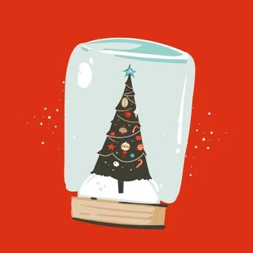 Hand drawn vector abstract fun Merry Christmas and Happy New Year time cartoon Stock Illustration