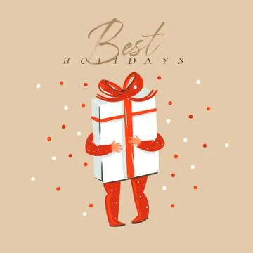 Hand drawn vector abstract fun Merry Christmas and Happy New Year time cartoon Stock Illustration
