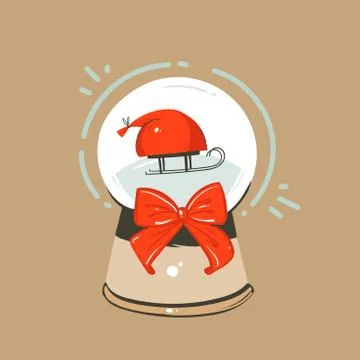 Hand drawn vector abstract fun Merry Christmas and Happy New Year time cartoon Stock Illustration
