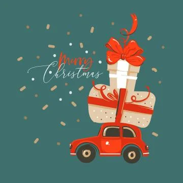 Hand drawn vector abstract fun Merry Christmas and Happy New Year time cartoon Stock Illustration