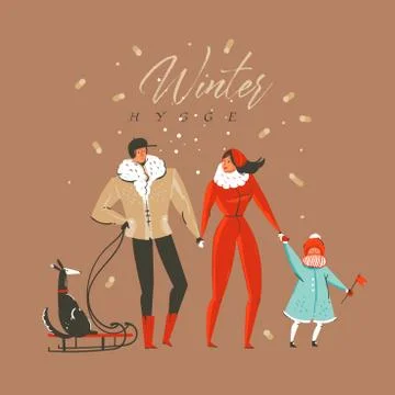 Hand drawn vector abstract fun Merry Christmas and Happy New Year time cartoon Stock Illustration