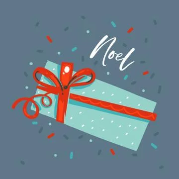 Hand drawn vector abstract fun Merry Christmas and Happy New Year time cartoon 库存插图