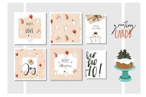 Hand drawn vector abstract fun Merry Christmas and Happy New Year time cartoon Stock Illustration