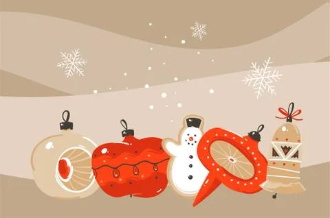 Hand drawn vector abstract fun Merry Christmas and Happy New Year time cartoon Stock Illustration