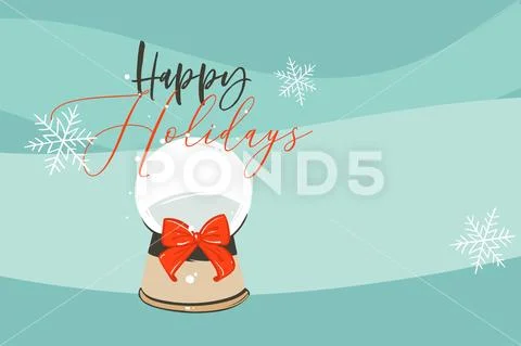 Hand Drawn Vector Abstract Fun Merry Christmas And Happy New Year Time Cartoon