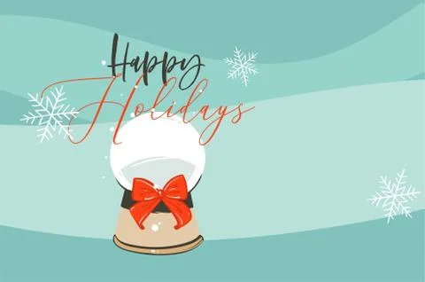 Hand drawn vector abstract fun Merry Christmas and Happy New Year time cartoon Stock Illustration