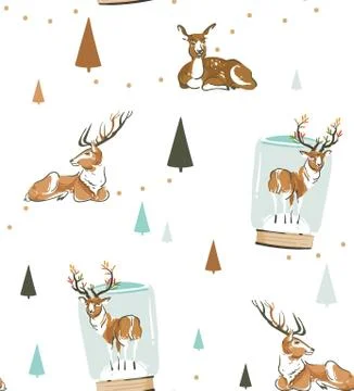 Hand drawn vector abstract fun stock flat Merry Christmas,and Happy New Year Stock Illustration