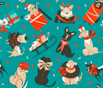 Hand drawn vector abstract fun stock flat Merry Christmas,and Happy New Year Illustrazione stock