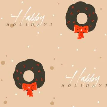 Hand drawn vector abstract fun stock flat Merry Christmas,and Happy New Year Illustrazione stock