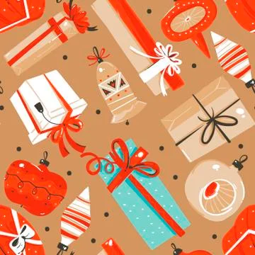 Hand drawn vector abstract fun stock flat Merry Christmas,and Happy New Year Stock Illustration